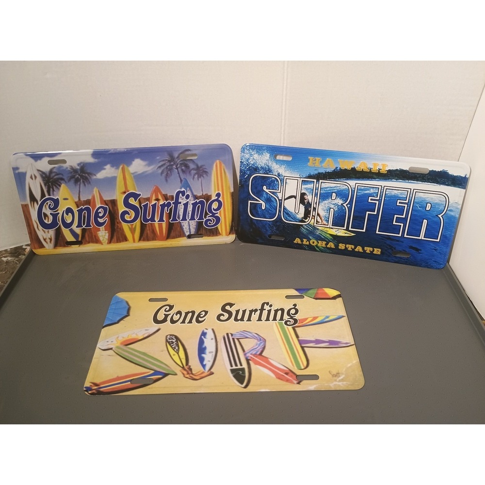 Decorative License Plates Unisex Surf Hawaii 3pc Set